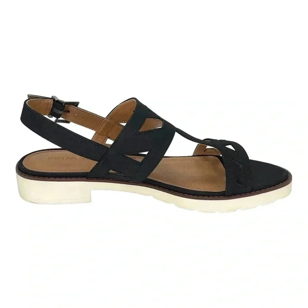 Adrienne Vittadini Seka Black Faux Leather Slingback Womens Sandals Size 9.5M - Picture 3 of 11